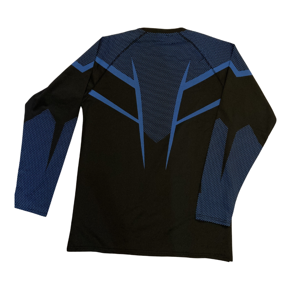 T-shirt de Compression manche longue ONIX V6 – Noir/Bleu Ciel – Image 4