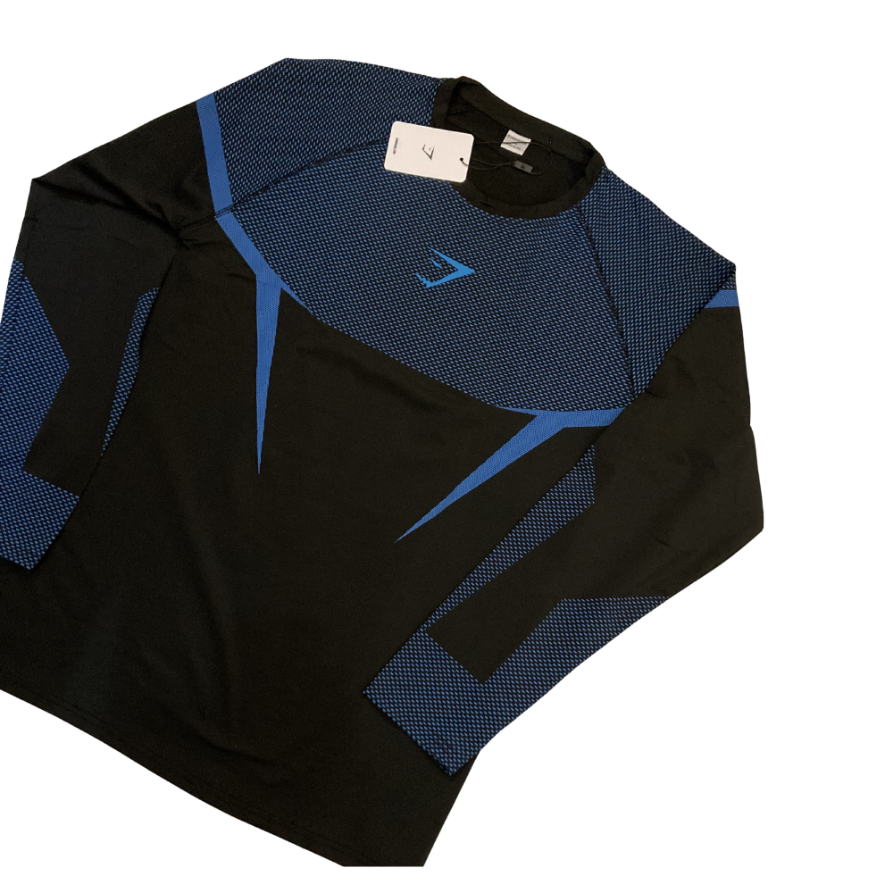 T-shirt de Compression manche longue ONIX V6 – Noir/Bleu Ciel – Image 3