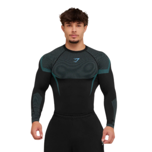 T-shirt de Compression manche longue ONIX V6 – Noir/Bleu Ciel