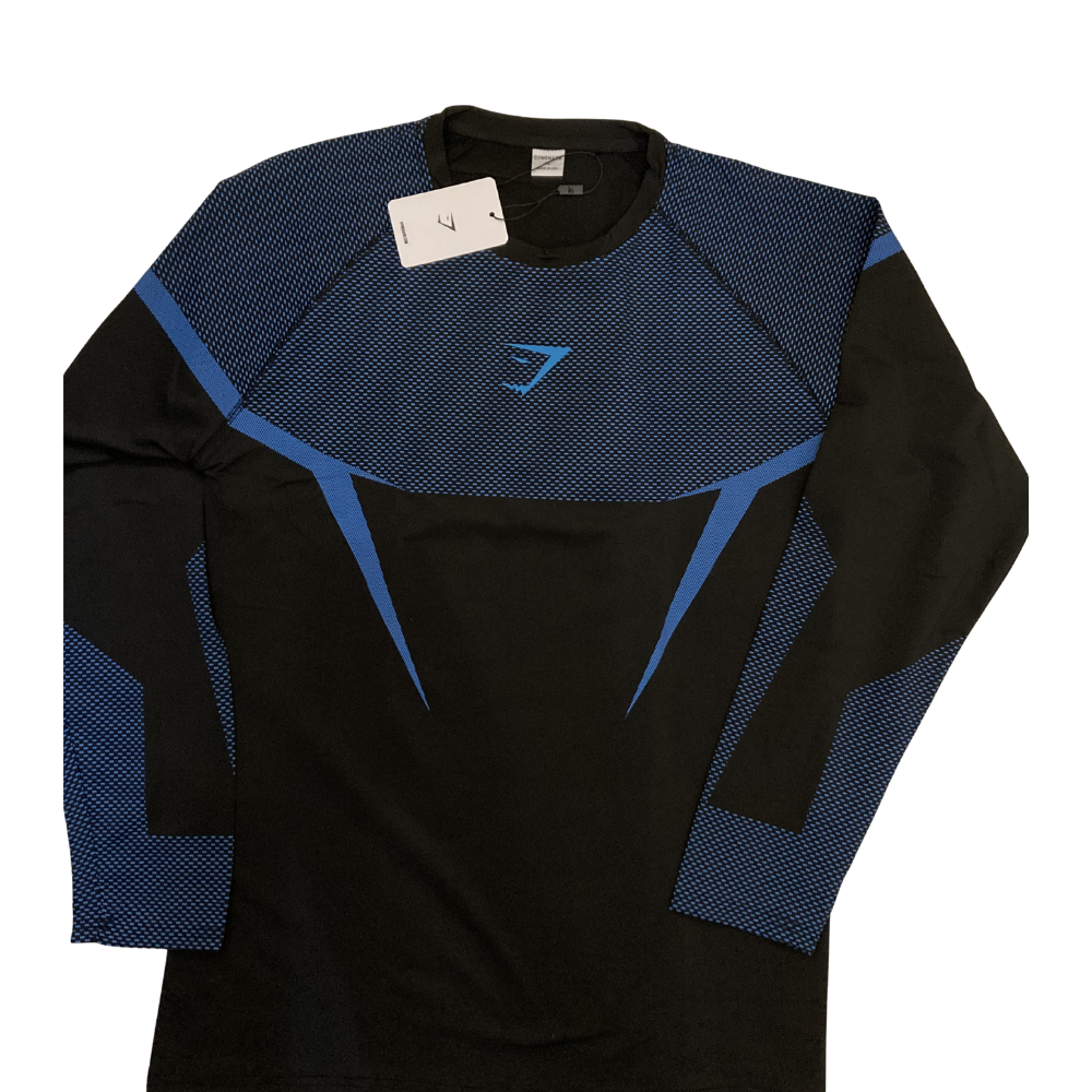 T-shirt de Compression manche longue ONIX V6 – Noir/Bleu Ciel – Image 2